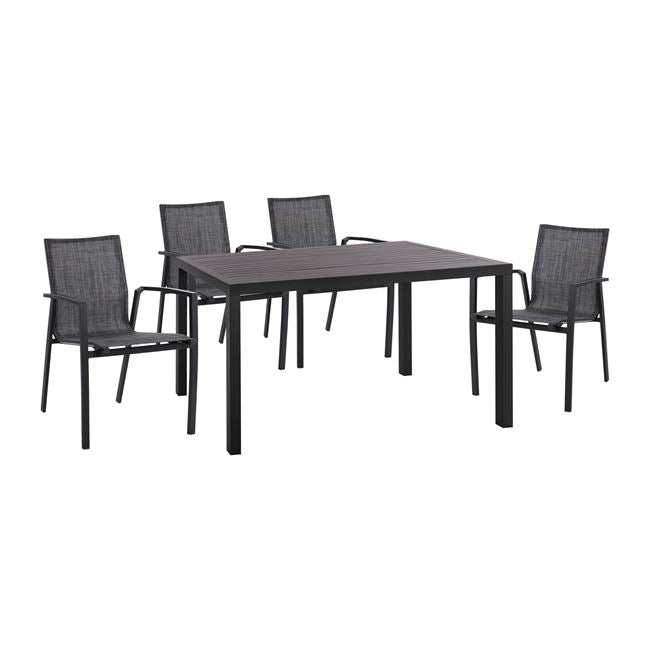 ΣΕΤ 5ΤΜΧ ΤΡΑΠΕΖΙ ΑΛΟΥΜΙΝΙΟΥ & ΠΟΛΥΘΡΟΝΕΣ ΑΛΟΥΜΙΝΙΟΥ ΑΝΘΡΑΚΙ HM10596.02 - Pakobazaar