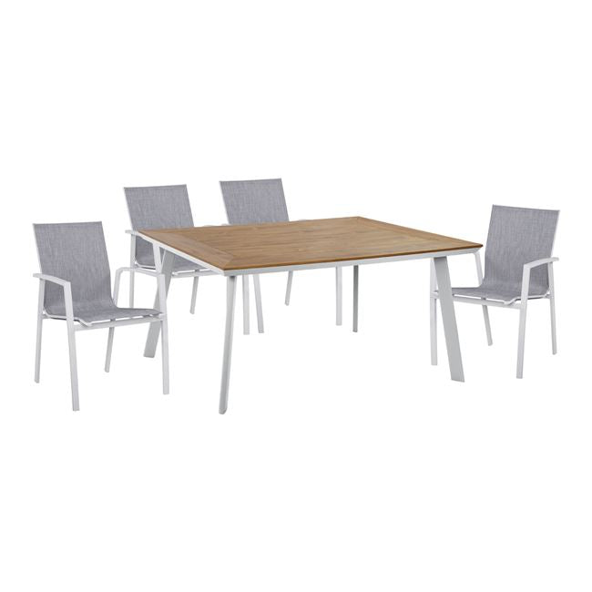 ΣΕΤ 5ΤΜΧ ΤΡΑΠΕΖΙ ΑΛΟΥΜΙΝΙΟΥ & ΠΟΛΥΘΡΟΝΕΣ ΑΛΟΥΜΙΝΙΟΥ ΛΕΥΚΕΣ HM10599.01 - Pakobazaar