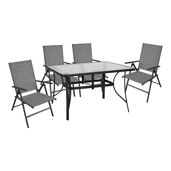 ΣΕΤ 5ΤΜΧ ΤΡΑΠΕΖΙ ΜΕΤΑΛΛΙΚΟ & ΠΤΥΣΣΟΜΕΝΕΣ ΚΑΡΕΚΛΕΣ ΓΚΡΙ  HM10558.01 - Pakobazaar