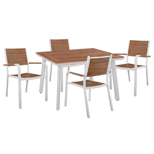 ΣΕΤ 5ΤΜΧ ΤΡΑΠΕΖΙ & ΠΟΛΥΘΡΟΝΕΣ ΑΛΟΥΜΙΝΙΟΥ POLYWOOD ΛΕΥΚΟ ΧΡΩΜΑ HM10459 - Pakobazaar