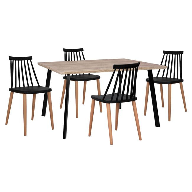 ΣΕΤ 5ΤΜΧ ΤΡΑΠΕΖΙ 140x80x76 cm SONAMA & ΚΑΡΕΚΛΕΣ VANESSA ΜΑΥΡΕΣ ΜΕΤΑΛΛΙΚΑ ΠΟΔΙΑ HM11037 - Pakobazaar