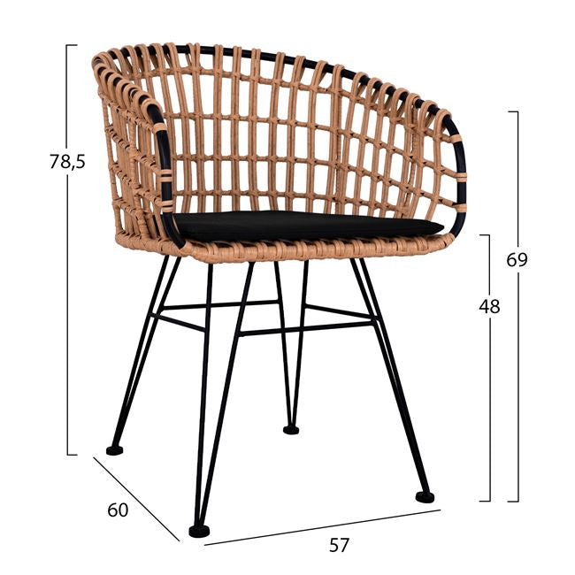 ΣΕΤ 7ΤΜΧ ALLEGRA WICKER ΜΕ ΤΡΑΠΕΖΙ 160X90X78Υ ΜΠΕΖ & ΜΑΥΡΟ ΧΡΩΜΑ HM10496 - Pakobazaar