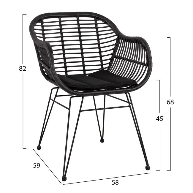 ΣΕΤ 7ΤΜΧ ALLEGRA WICKER ΜΕ ΤΡΑΠΕΖΙ 160X90X78Υ ΜΠΕΖ & ΜΑΥΡΟ ΧΡΩΜΑ HM10516 - Pakobazaar