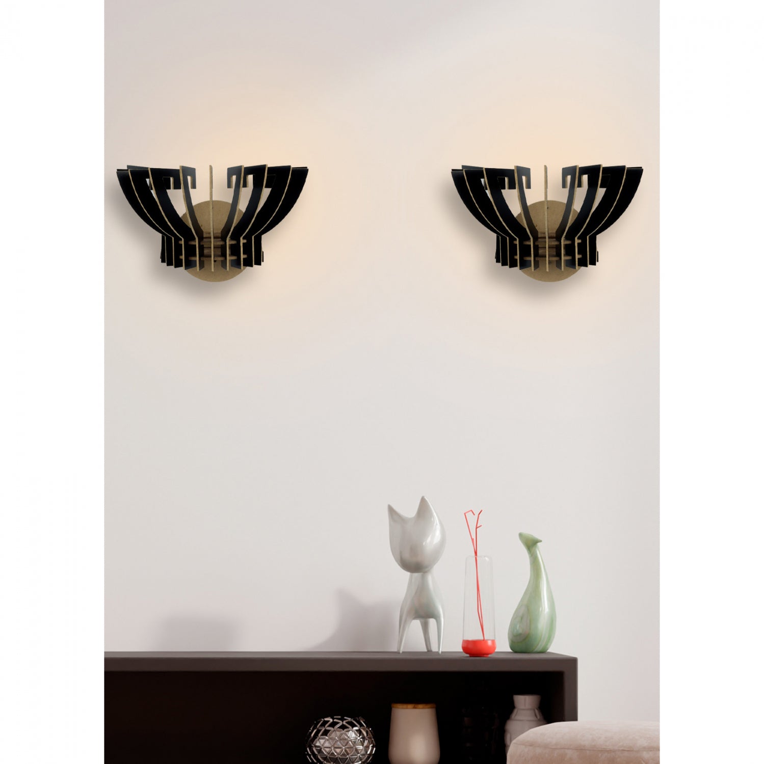 ΣΕΤ ΑΠΛΙΚΕΣ ΤΟΙΧΟΥ 2ΤΜΧ ΞΥΛΙΝΕΣ ΑΠΟ MDF ΜΑΥΡΟ HM7382.03 32x22x19Υ εκ. - Pakobazaar