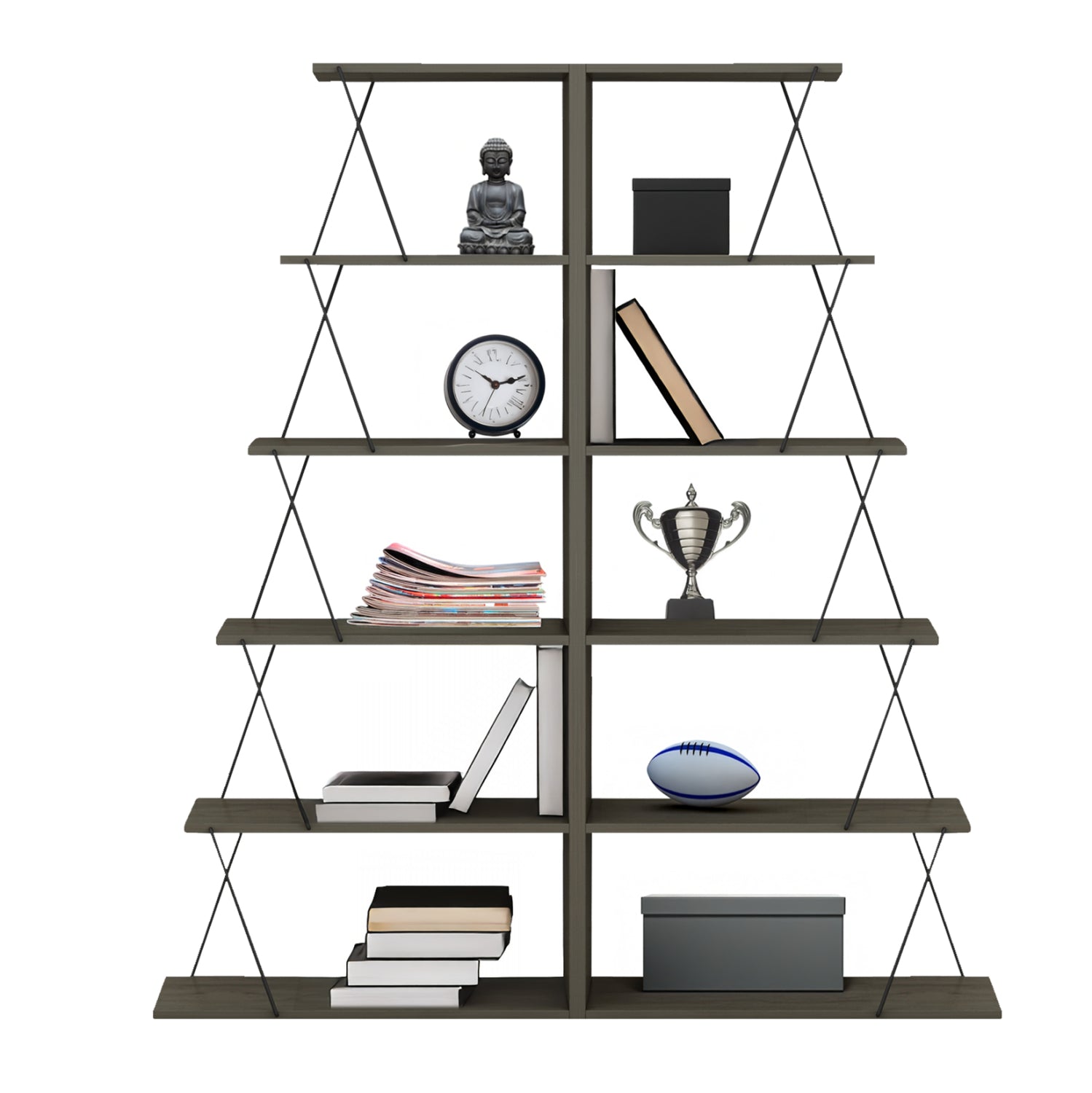 ΣΕΤ ΒΙΒΛΙΟΘΗΚΕΣ 2ΤΜΧ MINI TARS HM11772.13 ΜΕΛΑΜΙΝΗ OLIVE GREY-ΜΑΥΡΕΣ ΒΕΡΓΕΣ 65x24x146Υεκ.(x2) - Pakobazaar