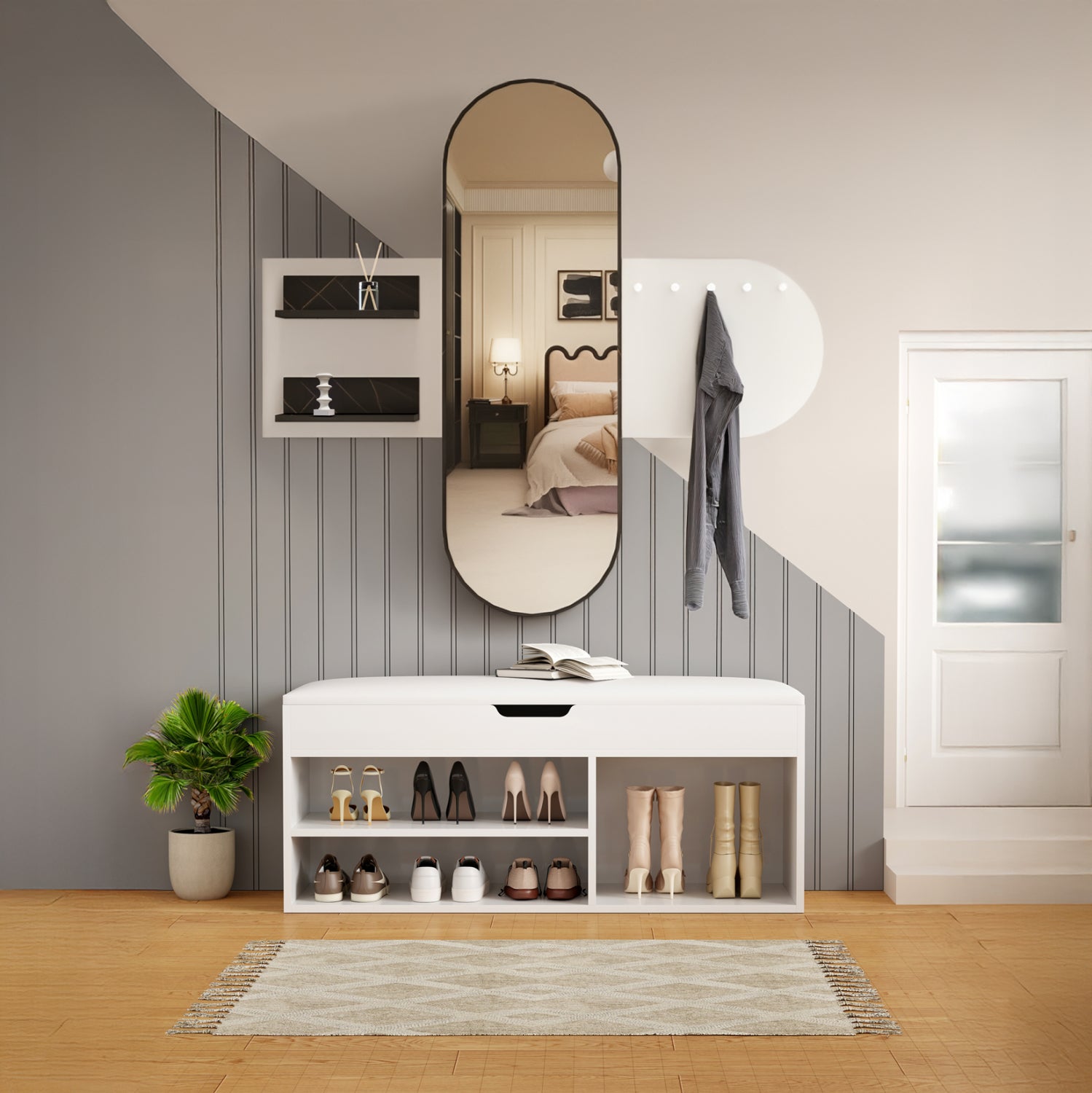 ΣΕΤ ΕΙΣΟΔΟΥ 2ΤΜΧ CHERYL HM21276.01 ΜΕΛΑΜΙΝΗ ΣΕ ΛΕΥΚΟ--ΟΨΗ ΜΑΥΡΟ ΜΑΡΜΑΡΟ - Pakobazaar