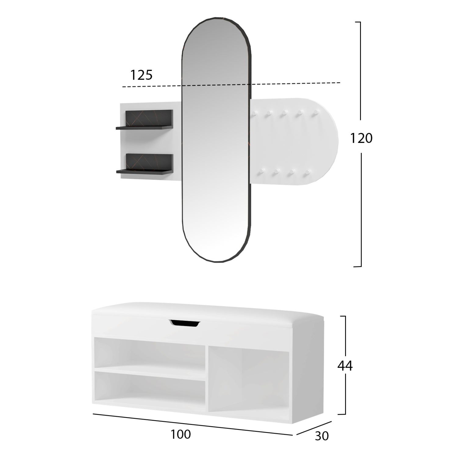 ΣΕΤ ΕΙΣΟΔΟΥ 2ΤΜΧ CHERYL HM21276.01 ΜΕΛΑΜΙΝΗ ΣΕ ΛΕΥΚΟ--ΟΨΗ ΜΑΥΡΟ ΜΑΡΜΑΡΟ - Pakobazaar