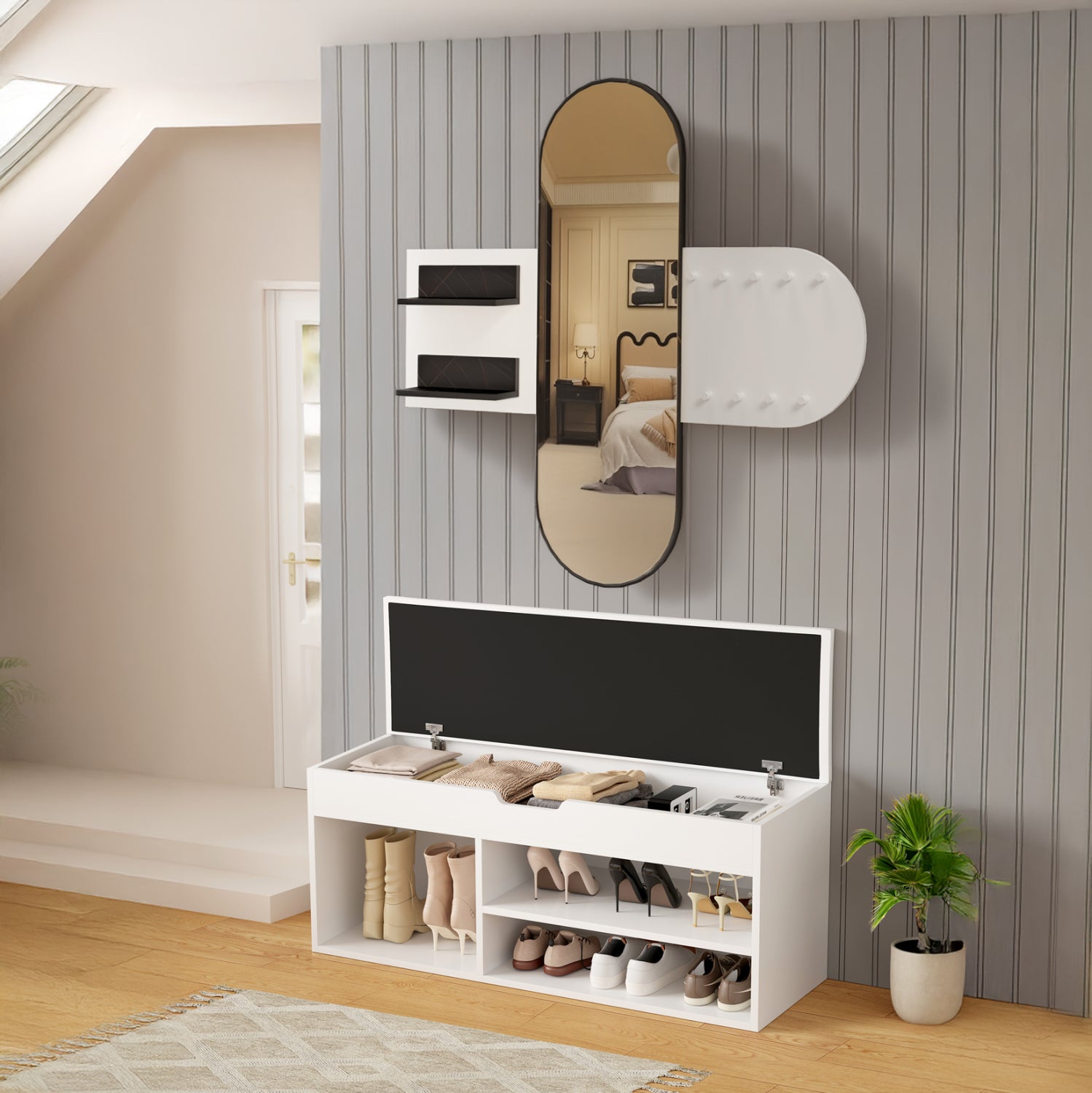 ΣΕΤ ΕΙΣΟΔΟΥ 2ΤΜΧ CHERYL HM21276.01 ΜΕΛΑΜΙΝΗ ΣΕ ΛΕΥΚΟ--ΟΨΗ ΜΑΥΡΟ ΜΑΡΜΑΡΟ - Pakobazaar