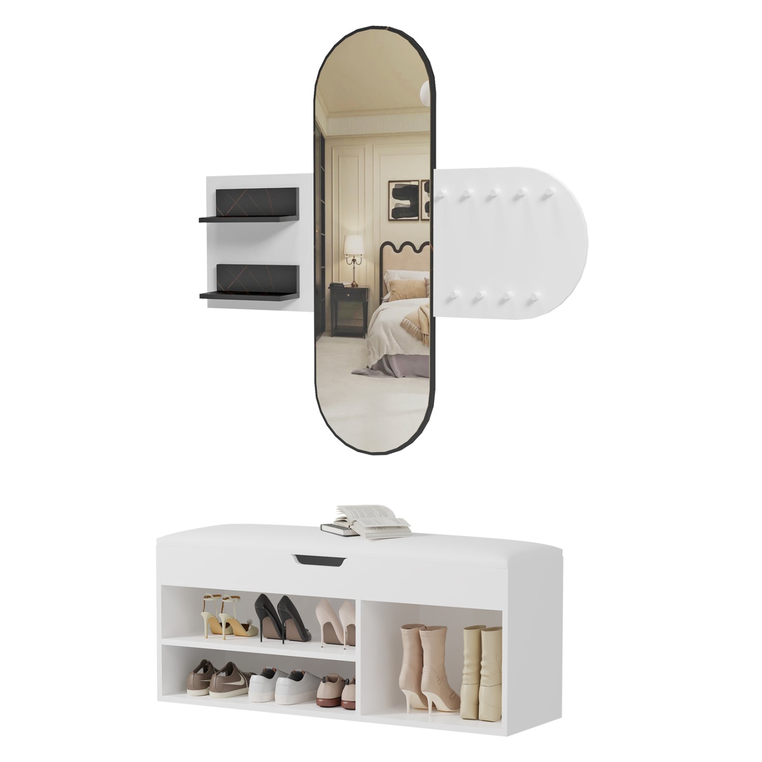 ΣΕΤ ΕΙΣΟΔΟΥ 2ΤΜΧ CHERYL HM21276.01 ΜΕΛΑΜΙΝΗ ΣΕ ΛΕΥΚΟ--ΟΨΗ ΜΑΥΡΟ ΜΑΡΜΑΡΟ - Pakobazaar