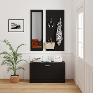 ΣΕΤ ΕΙΣΟΔΟΥ ΜΕ ΚΑΘΡΕΠΤΗ VERN HM2476.02 ΜΕΛΑΜΙΝΗ ΣΕ WENGE 80x27x175Υεκ - Pakobazaar