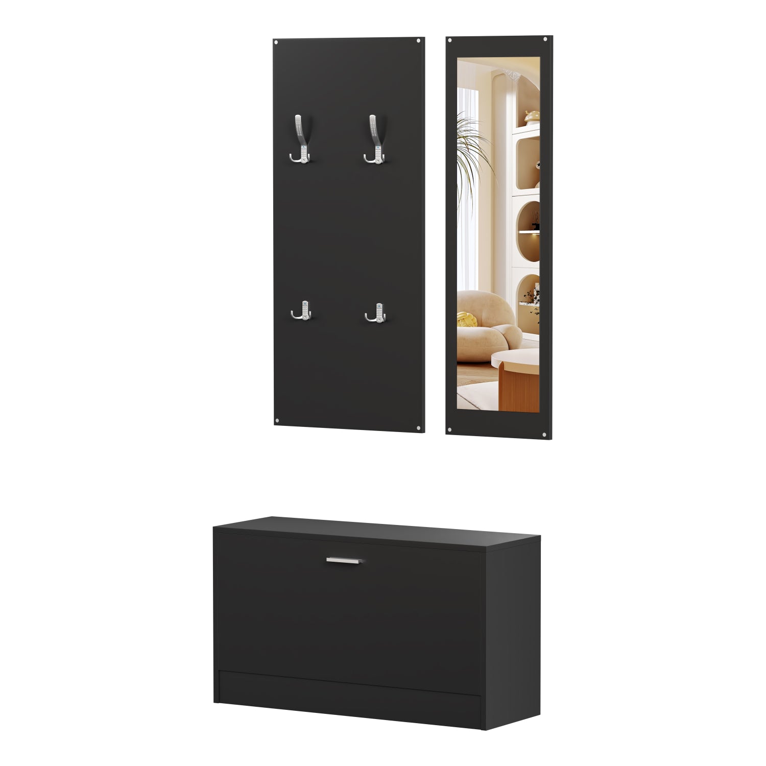 ΣΕΤ ΕΙΣΟΔΟΥ ΜΕ ΚΑΘΡΕΠΤΗ VERN HM2476.02 ΜΕΛΑΜΙΝΗ ΣΕ WENGE 80x27x175Υεκ - Pakobazaar