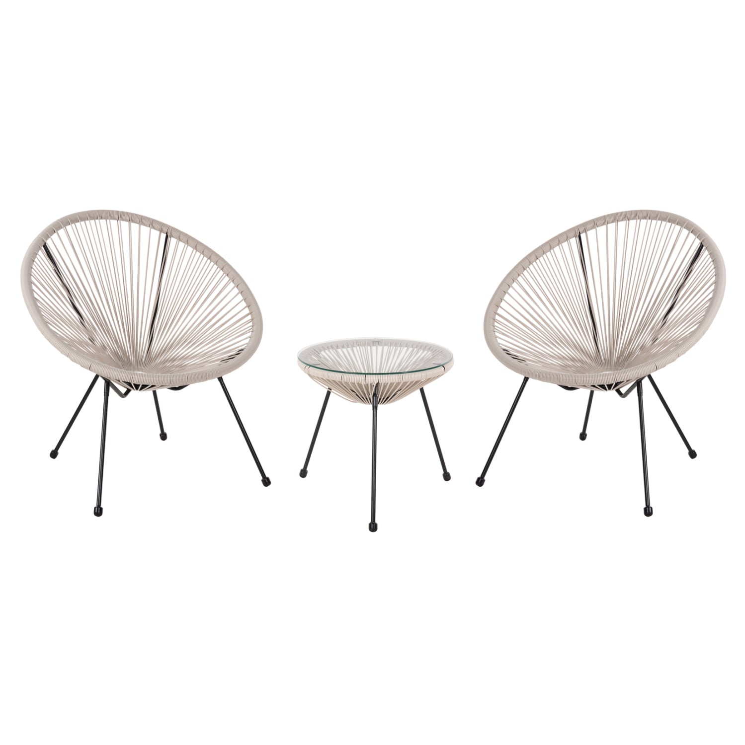 ΣΕΤ ΕΞΩΤΕΡΙΚΟΥ ΧΩΡΟΥ 3ΤΜΧ ACAPULCO HM11861.03 P.E.RATTAN ΕΚΡΟΥ-ΜΕΤΑΛΛΟ ΣΕ ΜΑΥΡΟ - Pakobazaar