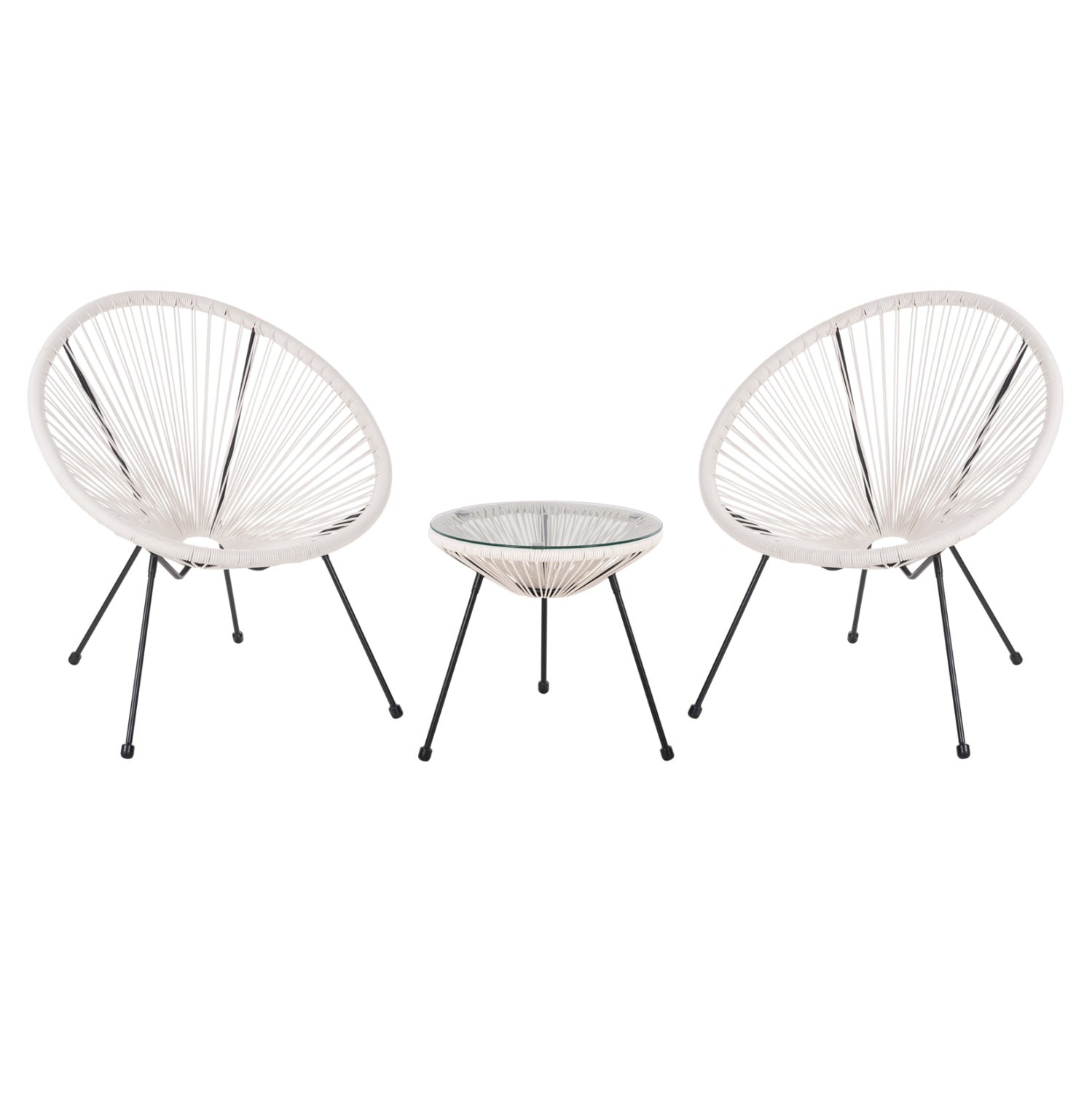 ΣΕΤ ΕΞΩΤΕΡΙΚΟΥ ΧΩΡΟΥ 3ΤΜΧ ACAPULCO HM11861.12 P.E.RATTAN ΛΕΥΚΟ-ΜΕΤΑΛΛΟ ΣΕ ΜΑΥΡΟ - Pakobazaar