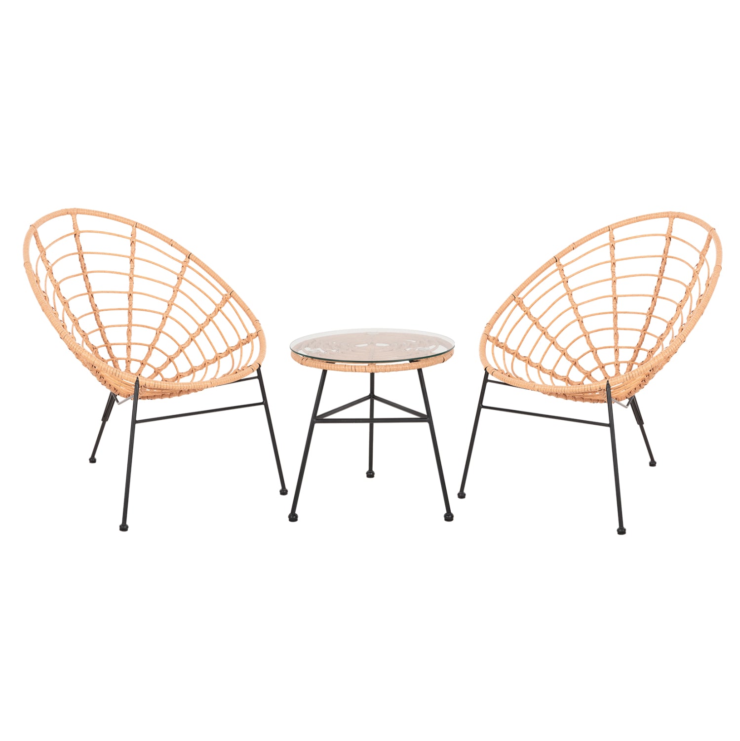 ΣΕΤ ΕΞΩΤΕΡΙΚΟΥ ΧΩΡΟΥ 3ΤΜΧ ALLEGRA HM21047.11 ΜΠΕΖ ΣΥΝΘ.RATTAN-ΜΕΤΑΛΛΟ ΣΕ ΜΑΥΡΟ - Pakobazaar