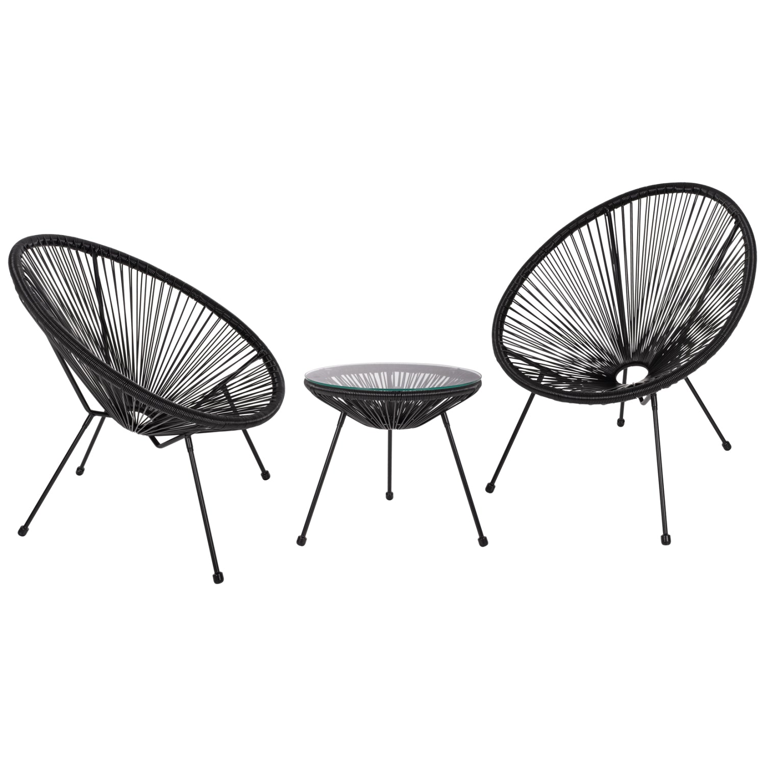 ΣΕΤ ΕΞΩΤΕΡΙΚΟΥ ΧΩΡΟΥ 3ΤΜΧ ACAPULCO HM21101 P.E.RATTAN-ΜΕΤΑΛΛΟ ΣΕ ΜΑΥΡΟ - Pakobazaar