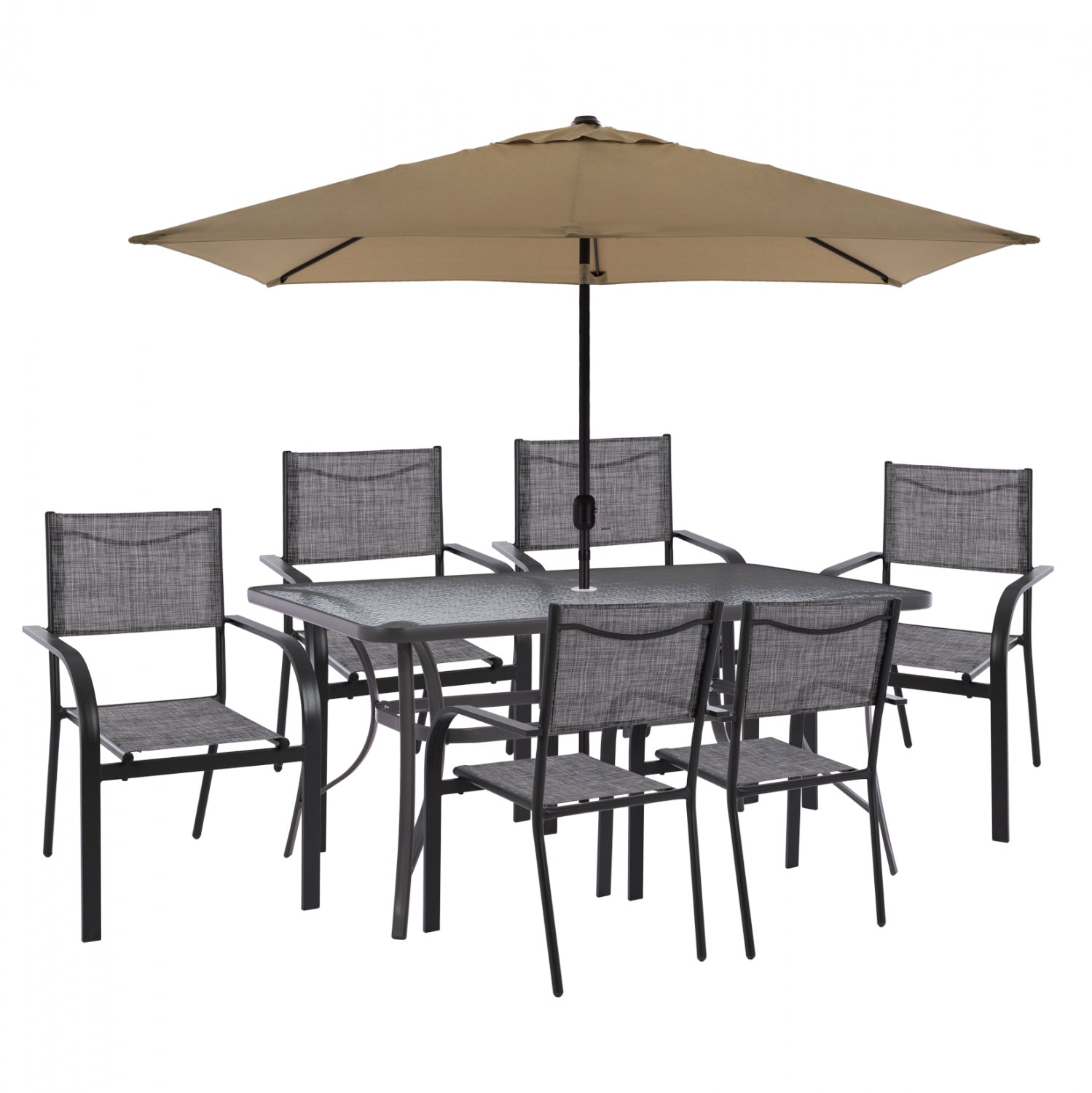 ΣΕΤ ΤΡΑΠΕΖΑΡΙΑΣ ΜΕ ΟΜΠΡΕΛΑ 8 ΤΜΧ ΓΚΡΙ ΤΡΑΠΕΖΙ 150X90 ΚΑΙ ΠΟΛΥΘΡΟΝΑ HM11533.02 - Pakobazaar