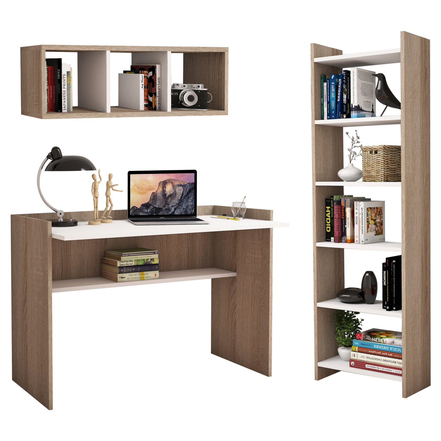 ΣΕΤ ΓΡΑΦΕΙΟΥ 3ΤΜΧ HM11776.12 ΜΕΛΑΜΙΝΗ ΣΕ SONOMA ΚΑΙ ΛΕΥΚΟ ΧΡΩΜΑ - Pakobazaar