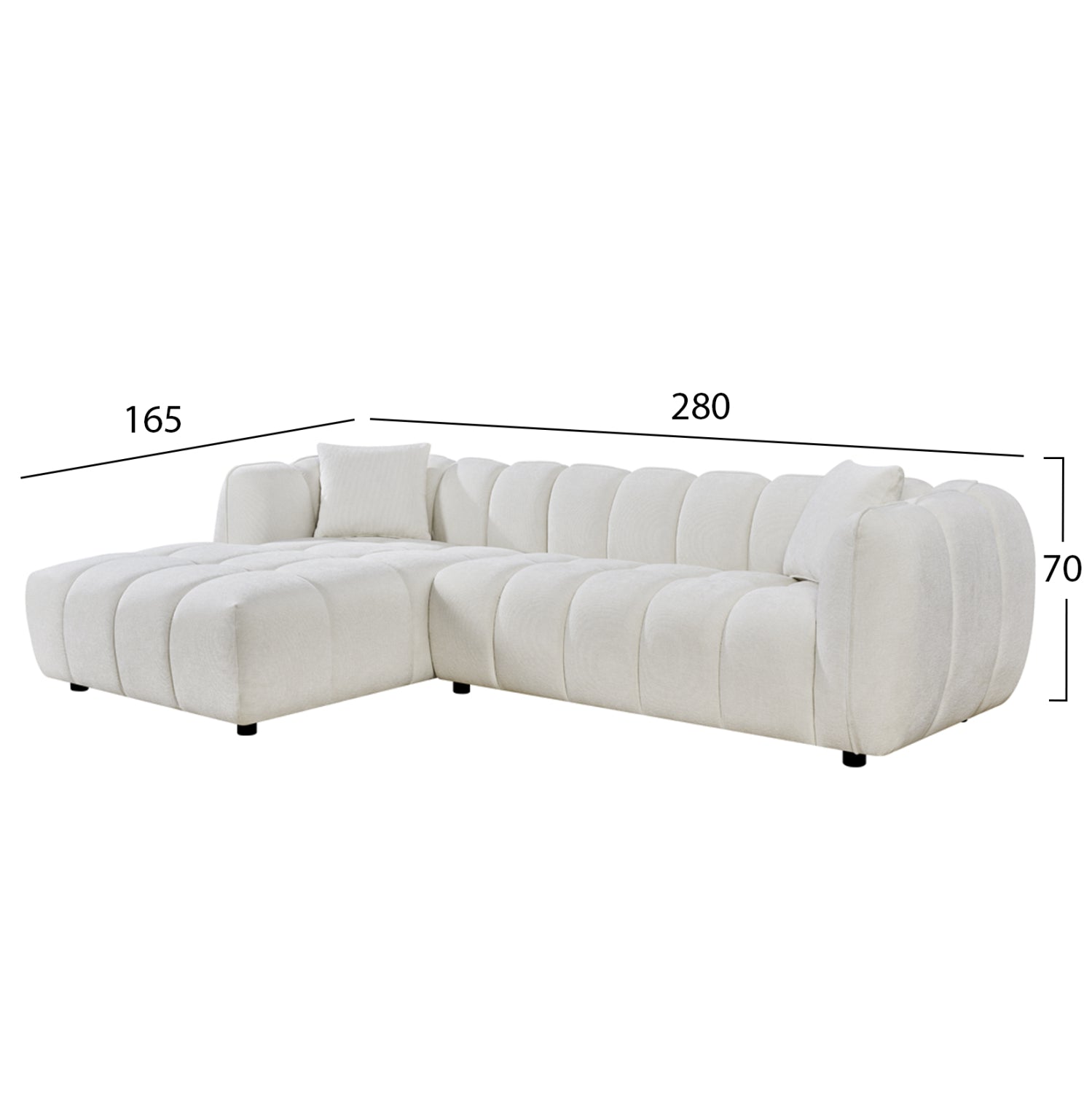 ΣΕΤ ΚΑΝΑΠΕΣ ΓΩΝΙΑ (ΑΡΙΣΤΕΡΗ)-ΠΟΛΥΘΡΟΝΑ LOUNGE LYKKE HM10820.02L ΕΚΡΟΥ ΥΦΑΣΜΑ - Pakobazaar