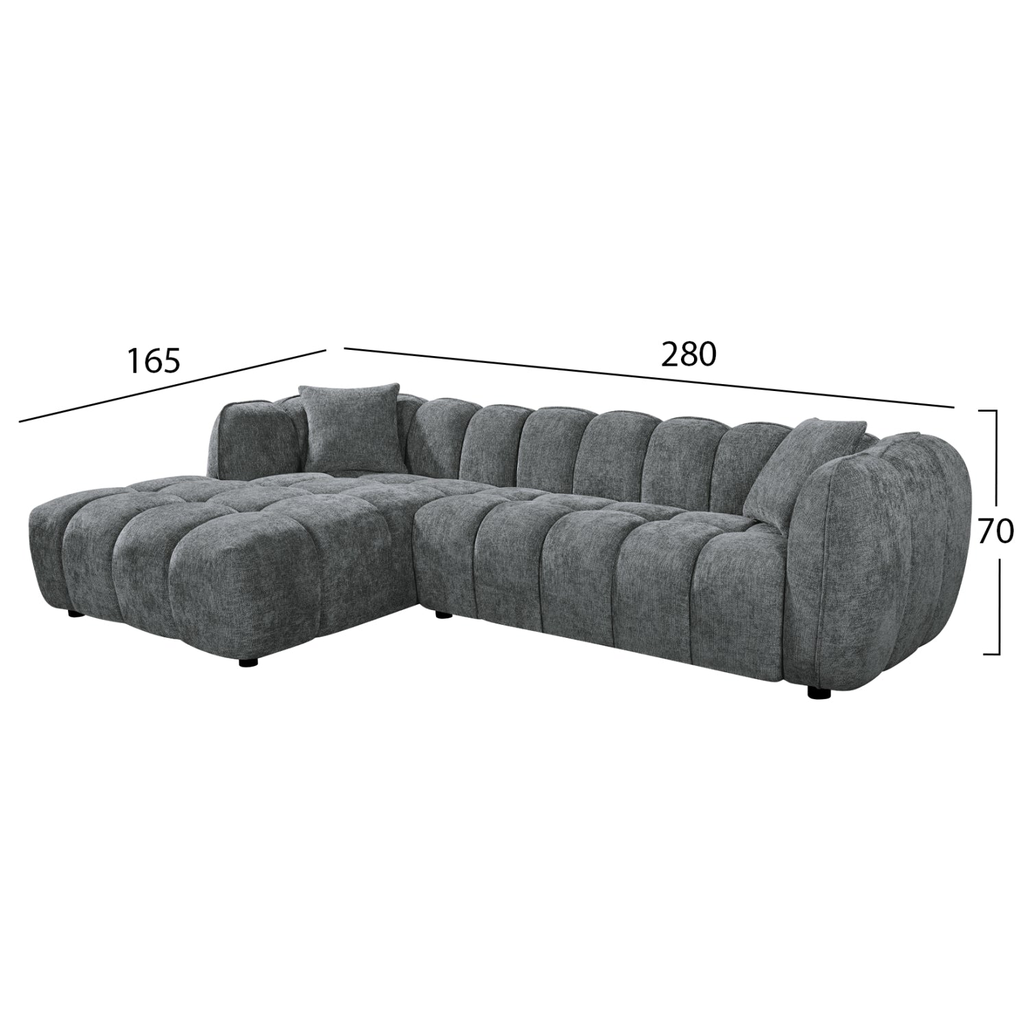 ΣΕΤ ΚΑΝΑΠΕΣ ΓΩΝΙΑ (ΑΡΙΣΤΕΡΗ)-ΠΟΛΥΘΡΟΝΑ LOUNGE LYKKE HM10820.01L ΓΚΡΙ ΥΦΑΣΜΑ - Pakobazaar