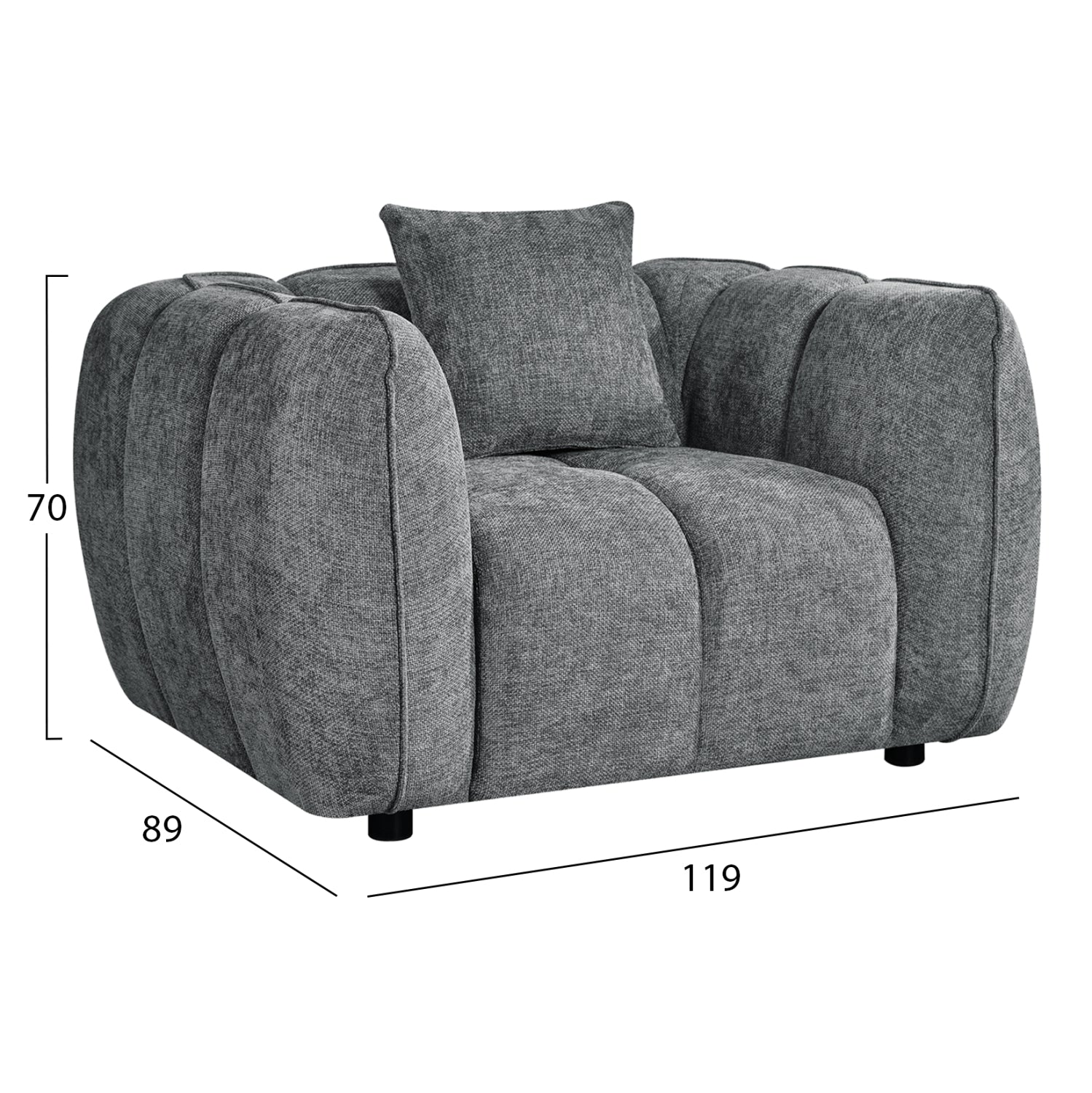 ΣΕΤ ΚΑΝΑΠΕΣ ΓΩΝΙΑ (ΑΡΙΣΤΕΡΗ)-ΠΟΛΥΘΡΟΝΑ LOUNGE LYKKE HM10820.01L ΓΚΡΙ ΥΦΑΣΜΑ - Pakobazaar
