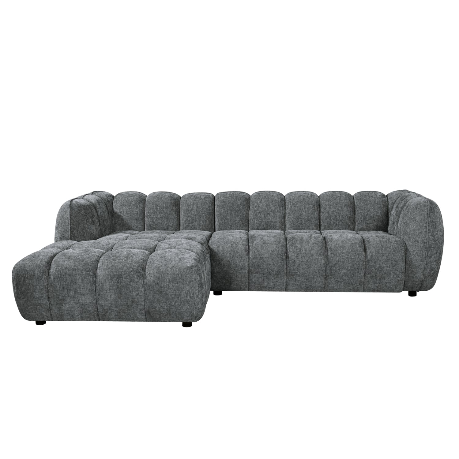 ΣΕΤ ΚΑΝΑΠΕΣ ΓΩΝΙΑ (ΑΡΙΣΤΕΡΗ)-ΠΟΛΥΘΡΟΝΑ LOUNGE LYKKE HM10820.01L ΓΚΡΙ ΥΦΑΣΜΑ - Pakobazaar