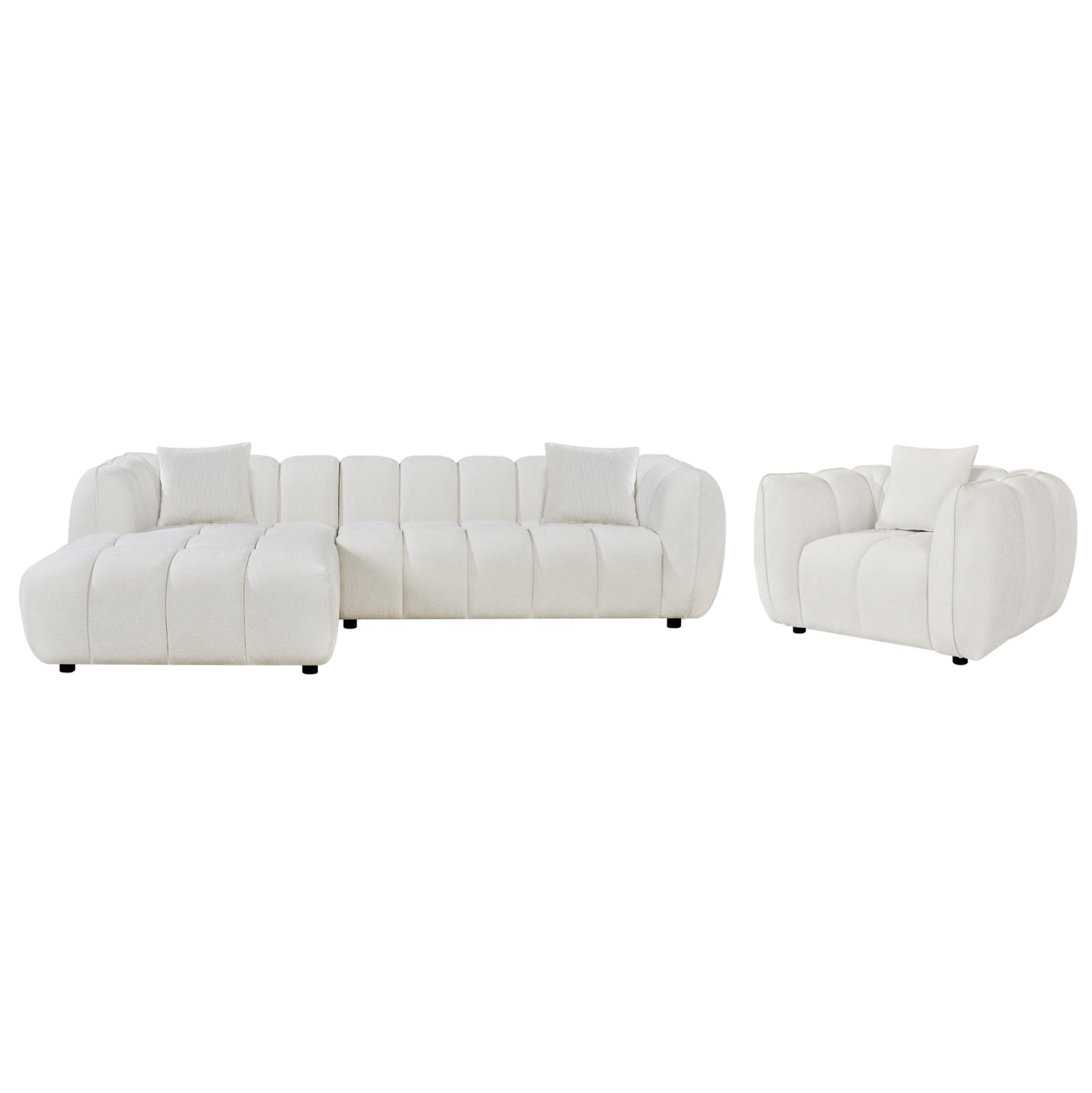 ΣΕΤ ΚΑΝΑΠΕΣ ΓΩΝΙΑ (ΑΡΙΣΤΕΡΗ)-ΠΟΛΥΘΡΟΝΑ LOUNGE LYKKE HM10820.02L ΕΚΡΟΥ ΥΦΑΣΜΑ - Pakobazaar