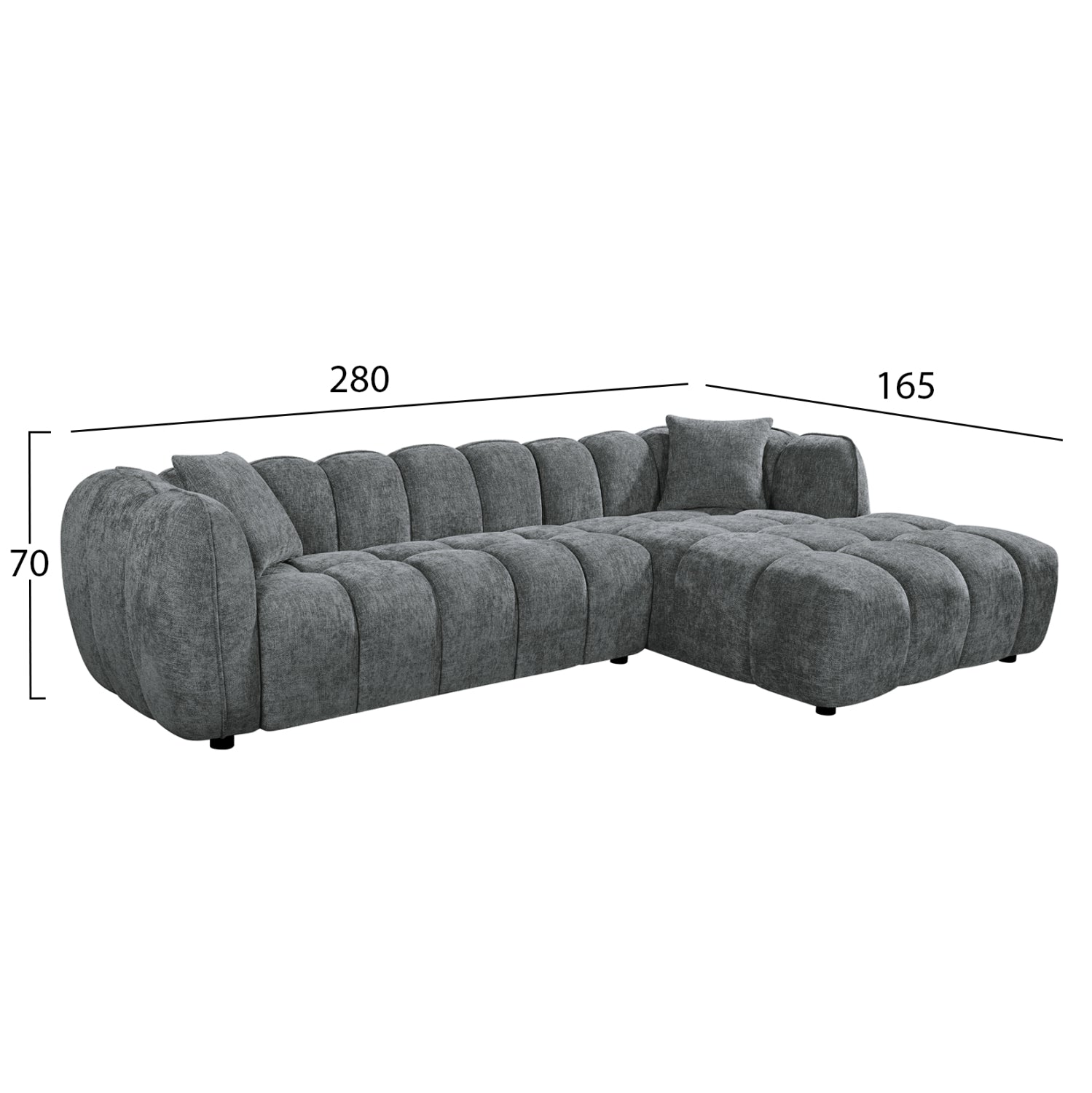 ΣΕΤ ΚΑΝΑΠΕΣ ΓΩΝΙΑ (ΔΕΞΙΑ)-ΠΟΛΥΘΡΟΝΑ LOUNGE LYKKE HM10820.01R ΓΚΡΙ ΥΦΑΣΜΑ - Pakobazaar