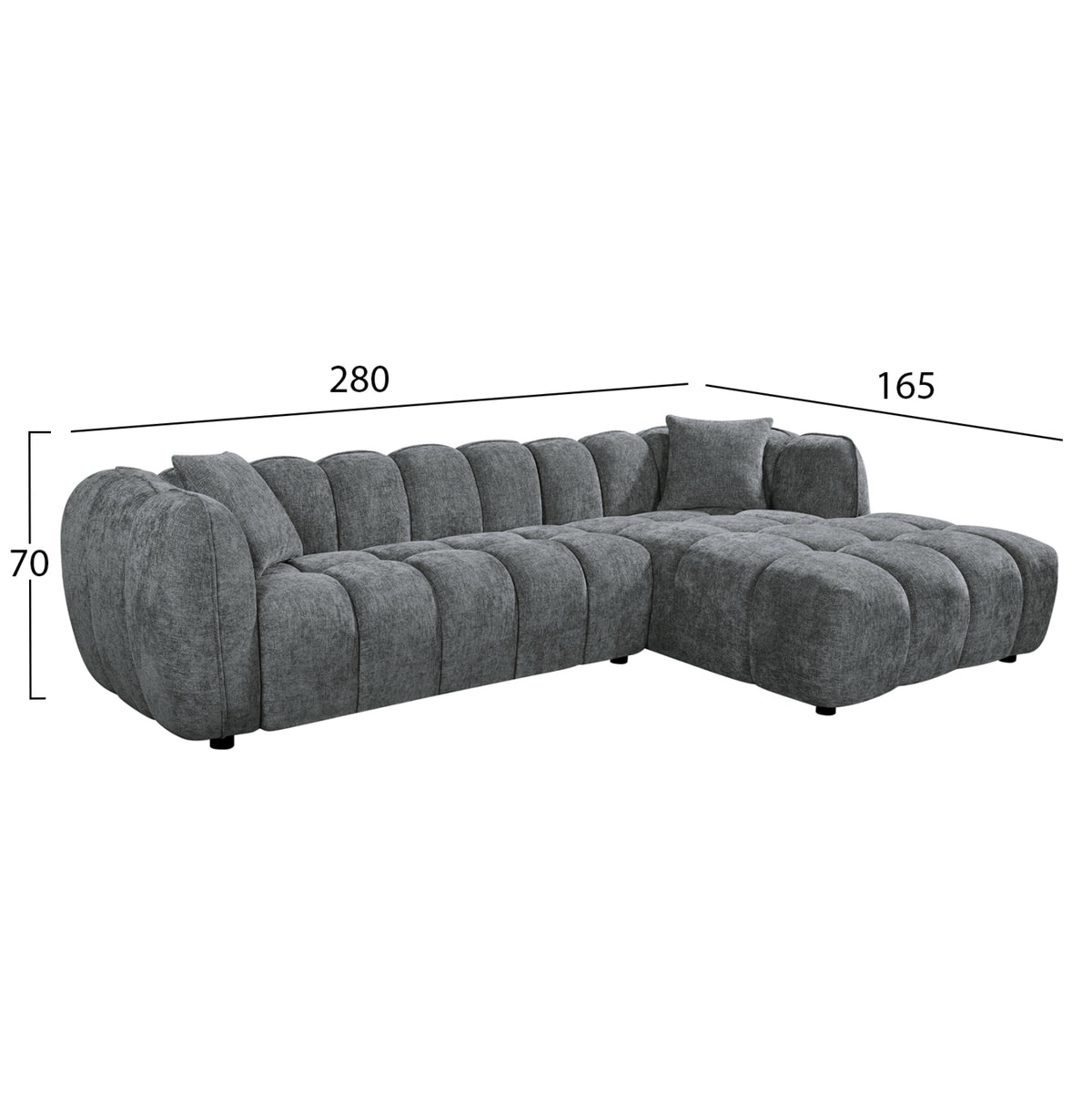 ΣΕΤ ΚΑΝΑΠΕΣ ΓΩΝΙΑ (ΔΕΞΙΑ)-ΠΟΛΥΘΡΟΝΑ LOUNGE LYKKE HM10820.01R ΓΚΡΙ ΥΦΑΣΜΑ - Pakobazaar
