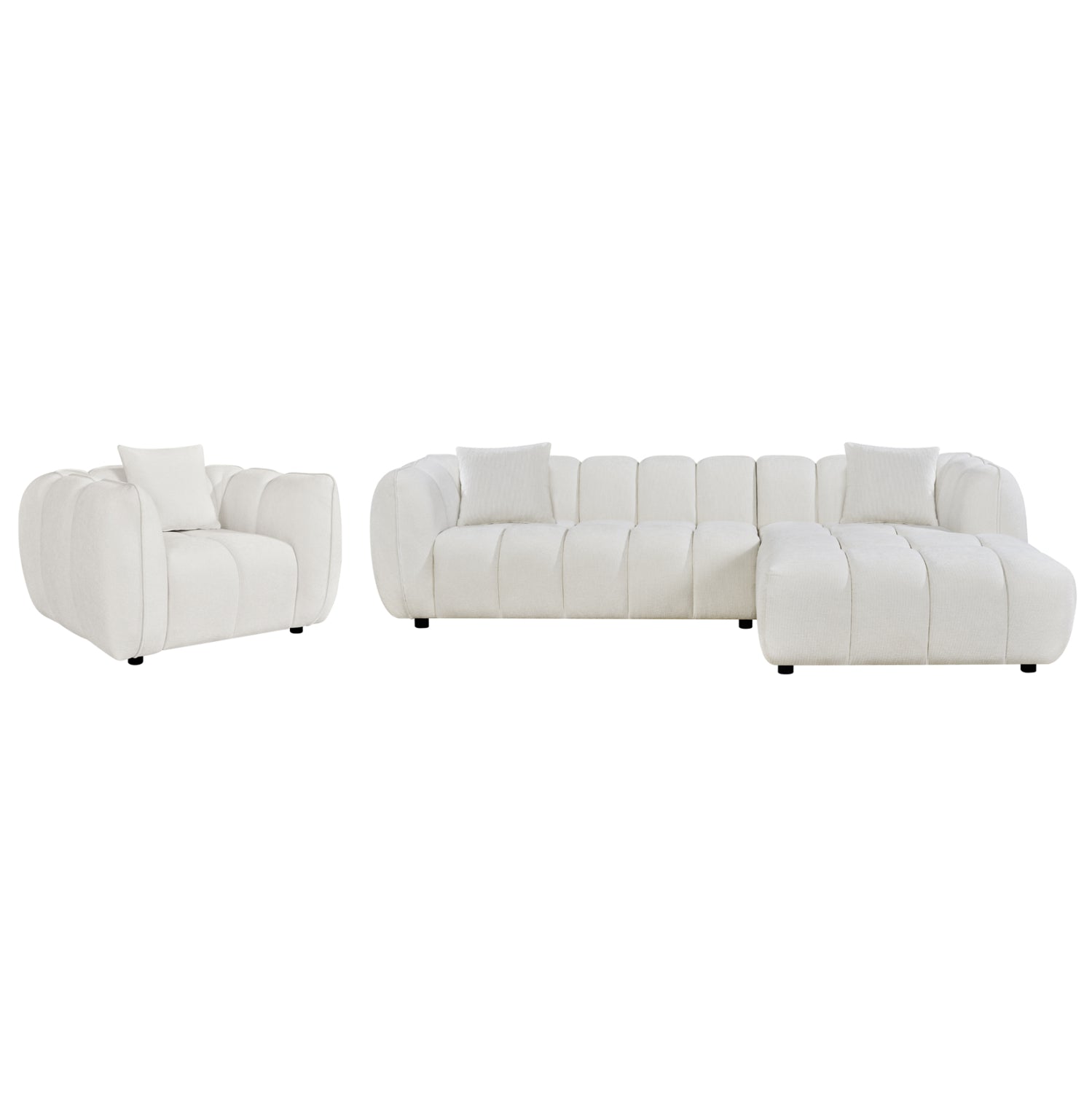 ΣΕΤ ΚΑΝΑΠΕΣ ΓΩΝΙΑ (ΔΕΞΙΑ)-ΠΟΛΥΘΡΟΝΑ LOUNGE LYKKE HM10820.02R ΕΚΡΟΥ ΥΦΑΣΜΑ - Pakobazaar