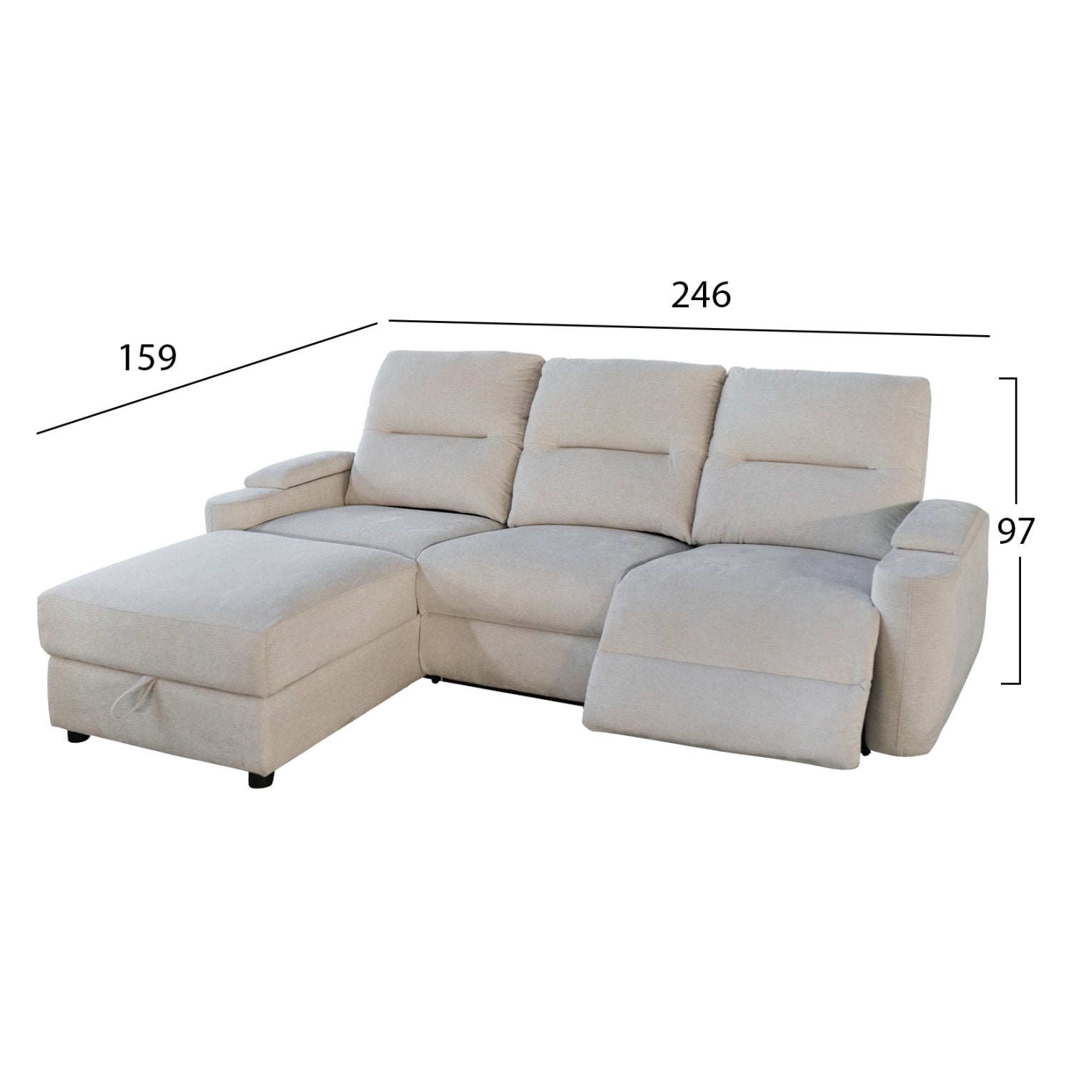 ΣΕΤ ΚΑΝΑΠΕΣ-ΠΟΛΥΘΡΟΝΑ RELAX SYNTHIA HM10735.01 ΜΠΕΖ ΥΦΑΣΜΑ-ΗΛΕΚΤΡΙΚΗ ΑΝΑΚΛΙΣΗ [L] - Pakobazaar