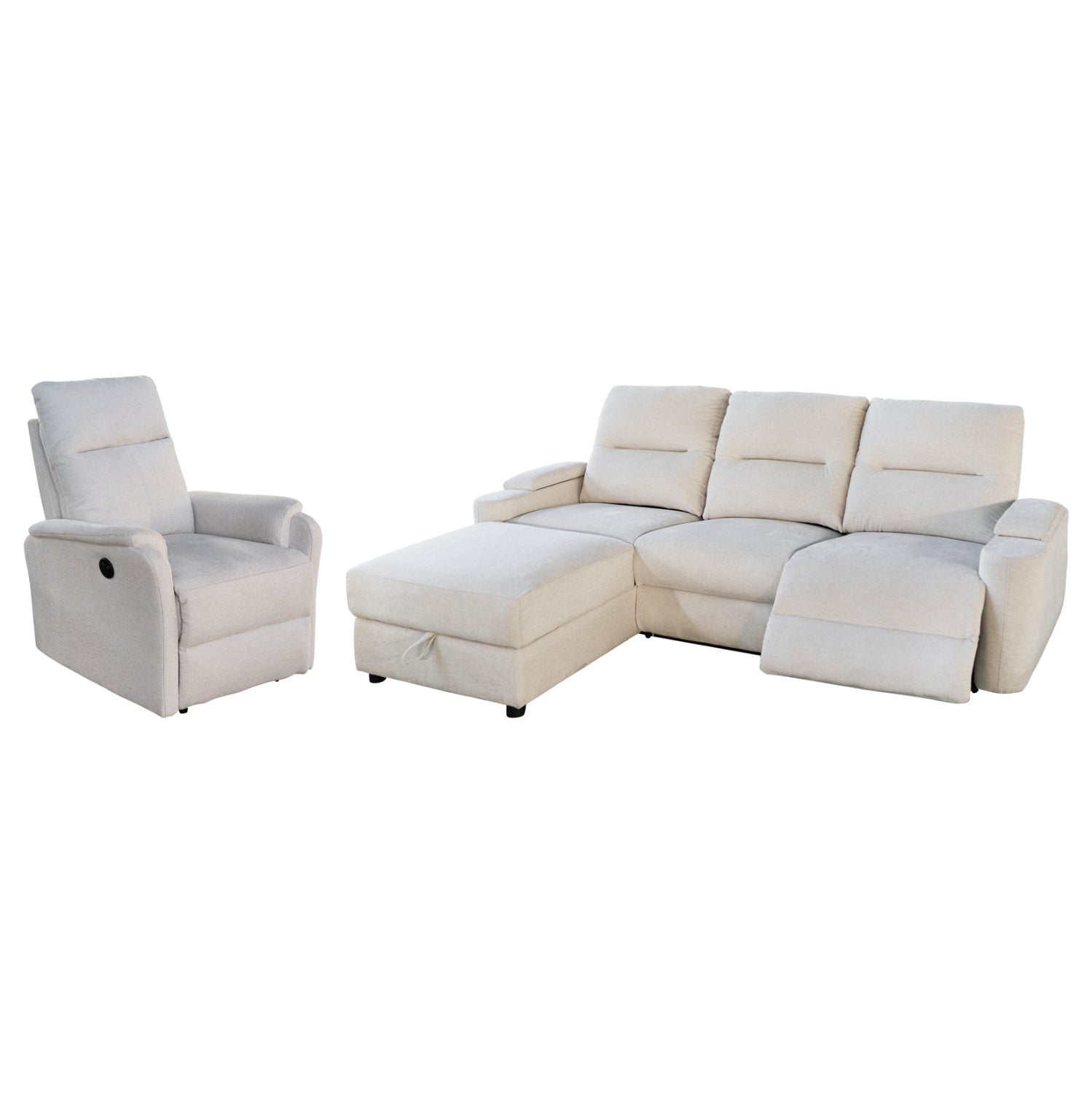 ΣΕΤ ΚΑΝΑΠΕΣ-ΠΟΛΥΘΡΟΝΑ RELAX SYNTHIA HM10735.01 ΜΠΕΖ ΥΦΑΣΜΑ-ΗΛΕΚΤΡΙΚΗ ΑΝΑΚΛΙΣΗ [L] - Pakobazaar