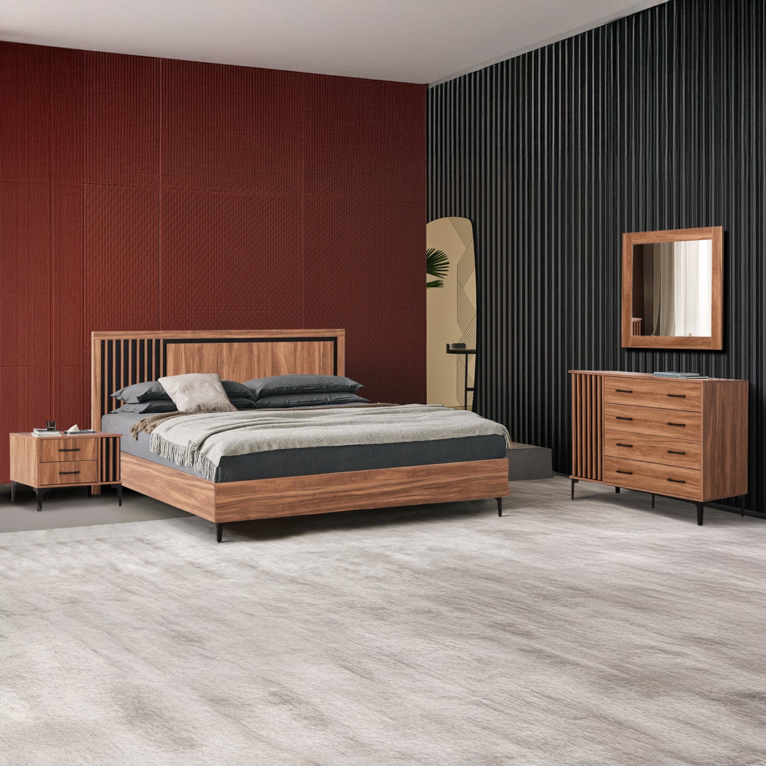 ΣΕΤ ΚΡΕΒΑΤΟΚΑΜΑΡΑΣ 4ΤΜΧ HARRY HM21115 ΜΕΛΑΜΙΝΗ ΣΕ ΦΥΣΙΚΟ ΞΥΛΟΥ & ΜΑΥΡΟ ΧΡΩΜΑ - Pakobazaar