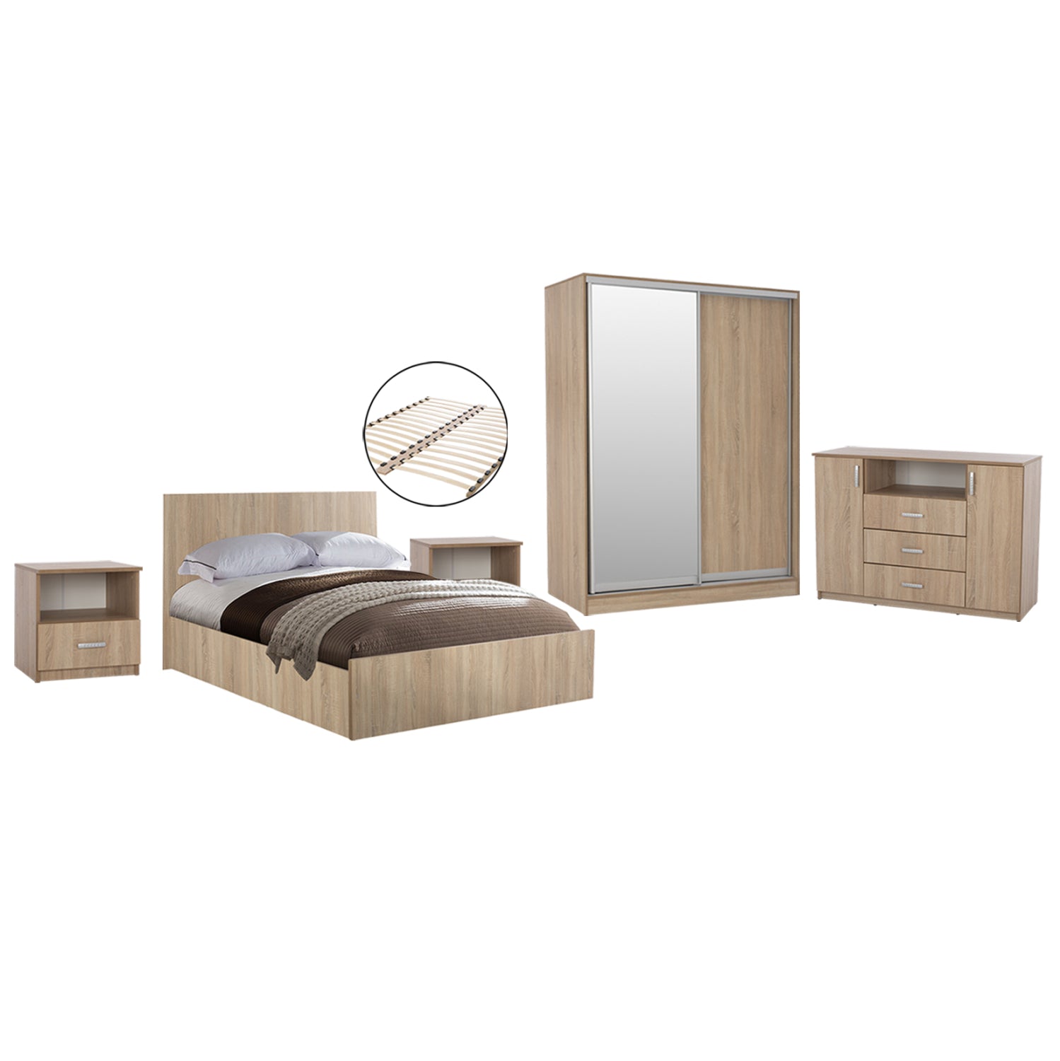 ΣΕΤ ΚΡΕΒΑΤΟΚΑΜΑΡΑΣ 6ΤΜΧ ADLER HM11759 ΜΕΛΑΜΙΝΗ SONAMA OAK-ΓΙΑ ΣΤΡΩΜΑ 160x200εκ - Pakobazaar