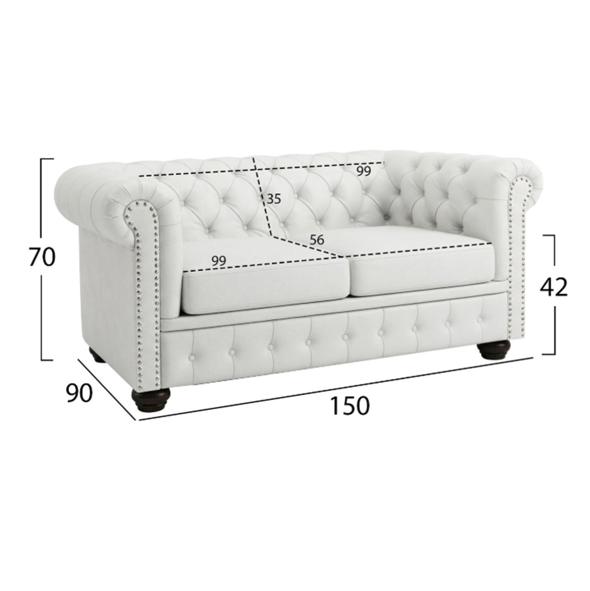 ΣΕΤ ΣΑΛΟΝΙ 2/ΘΕΣΙΟ & 3/ΘΕΣΙΟ & ΠΟΛΥΘΡΟΝΑ CHESTERFIELD ΛΕΥΚΟ ΜΑΤ - Pakobazaar