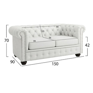 ΣΕΤ ΣΑΛΟΝΙ 2/ΘΕΣΙΟ & 3/ΘΕΣΙΟ & ΠΟΛΥΘΡΟΝΑ CHESTERFIELD ΛΕΥΚΟ ΜΑΤ - Pakobazaar