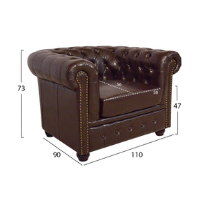 ΣΕΤ ΣΑΛΟΝΙ 2ΘΕΣΙΟ & 3ΘΕΣΙΟ & ΠΟΛΥΘΡΟΝΑ CHESTERFIELD ΣΚΟΥΡΟ ΚΑΦΕ - Pakobazaar