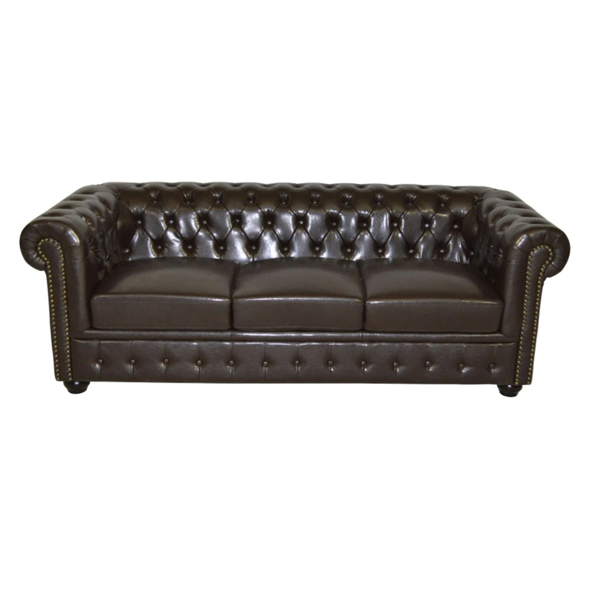 ΣΕΤ ΣΑΛΟΝΙ 2ΘΕΣΙΟ & 3ΘΕΣΙΟ & ΠΟΛΥΘΡΟΝΑ CHESTERFIELD ΣΚΟΥΡΟ ΚΑΦΕ - Pakobazaar