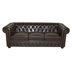 ΣΕΤ ΣΑΛΟΝΙ 2ΘΕΣΙΟ & 3ΘΕΣΙΟ & ΠΟΛΥΘΡΟΝΑ CHESTERFIELD ΣΚΟΥΡΟ ΚΑΦΕ - Pakobazaar