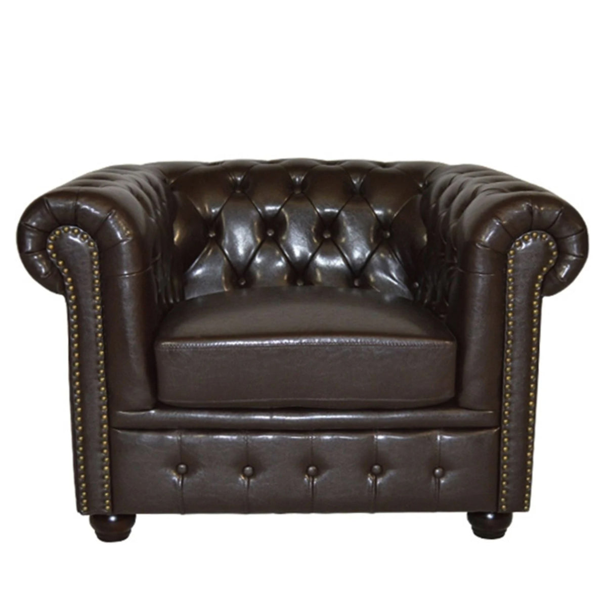 ΣΕΤ ΣΑΛΟΝΙ 2ΘΕΣΙΟ & 3ΘΕΣΙΟ & ΠΟΛΥΘΡΟΝΑ CHESTERFIELD ΣΚΟΥΡΟ ΚΑΦΕ - Pakobazaar