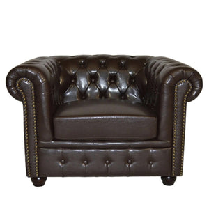 ΣΕΤ ΣΑΛΟΝΙ 2ΘΕΣΙΟ & 3ΘΕΣΙΟ & ΠΟΛΥΘΡΟΝΑ CHESTERFIELD ΣΚΟΥΡΟ ΚΑΦΕ - Pakobazaar