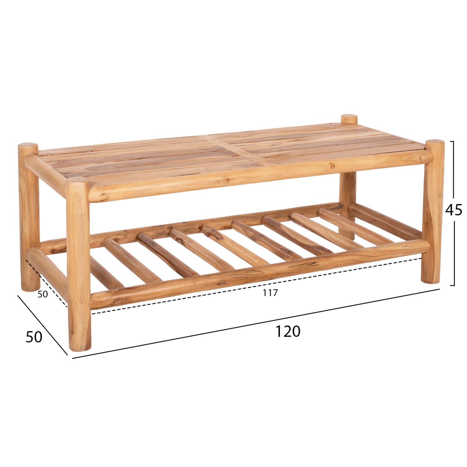 ΣΕΤ ΣΑΛΟΝΙ 4ΤΜΧ EDDARD HM9340 ΑΠΟ ΜΑΣΙΦ ΞΥΛΟ TEAK  ΦΥΣΙΚΟ - ΛΕΥΚΟ - Pakobazaar