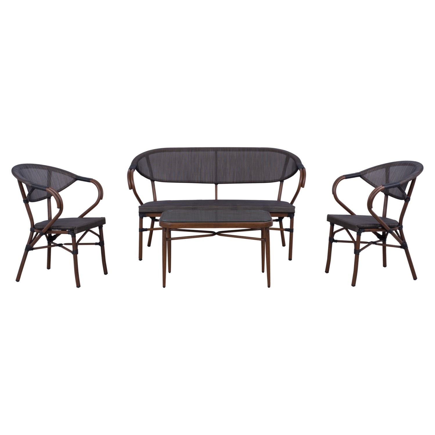 ΣΕΤ ΣΑΛΟΝΙ 4ΤΜΧ BALIN ΑΛΟΥΜΙΝΙΟΥ BAMBOO LOOK ΚΑΦΕ HM5573 - Pakobazaar