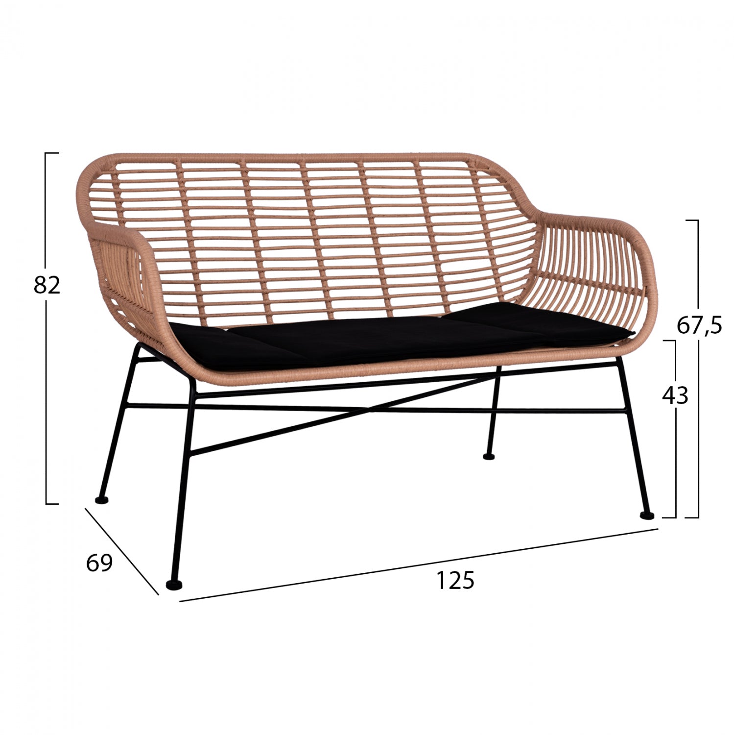 ΣΕΤ ΣΑΛΟΝΙ 4ΤΜΧ ALLEGRA HM5460 ΜΕΤΑΛΛΟ & WICKER ΣΕ ΜΠΕΖ ΧΡΩΜΑ - Pakobazaar