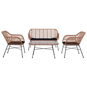 ΣΕΤ ΣΑΛΟΝΙ 4ΤΜΧ ALLEGRA HM5460 ΜΕΤΑΛΛΟ & WICKER ΣΕ ΜΠΕΖ ΧΡΩΜΑ - Pakobazaar