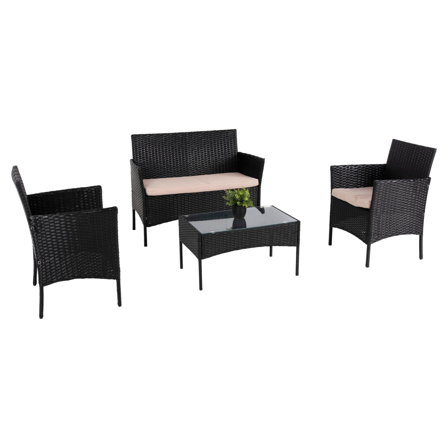 ΣΕΤ ΣΑΛΟΝΙ 4ΤΜΧ STASIA HM6089.01 ΣΥΝΘ.RATTAN ΜΑΥΡΟ-ΚΑΠΟΥΤΣΙΝΟ ΜΑΞΙΛΑΡΙΑ - Pakobazaar