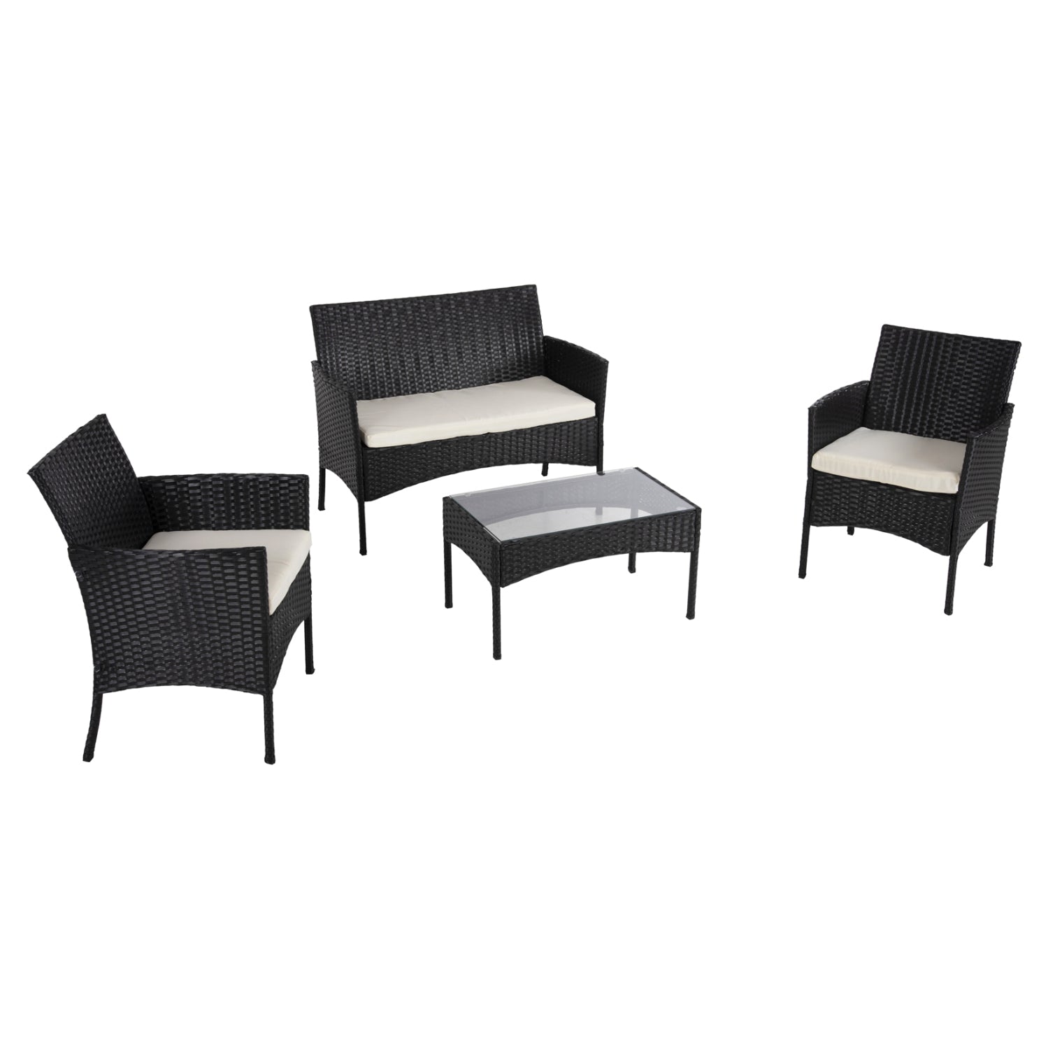 ΣΕΤ ΣΑΛΟΝΙ 4ΤΜΧ STASIA HM6089.04 ΣΥΝΘ.RATTAN ΜΑΥΡΟ-ΜΠΕΖ ΜΑΞΙΛΑΡΙΑ - Pakobazaar