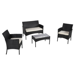 ΣΕΤ ΣΑΛΟΝΙ 4ΤΜΧ STASIA HM6089.04 ΣΥΝΘ.RATTAN ΜΑΥΡΟ-ΜΠΕΖ ΜΑΞΙΛΑΡΙΑ - Pakobazaar