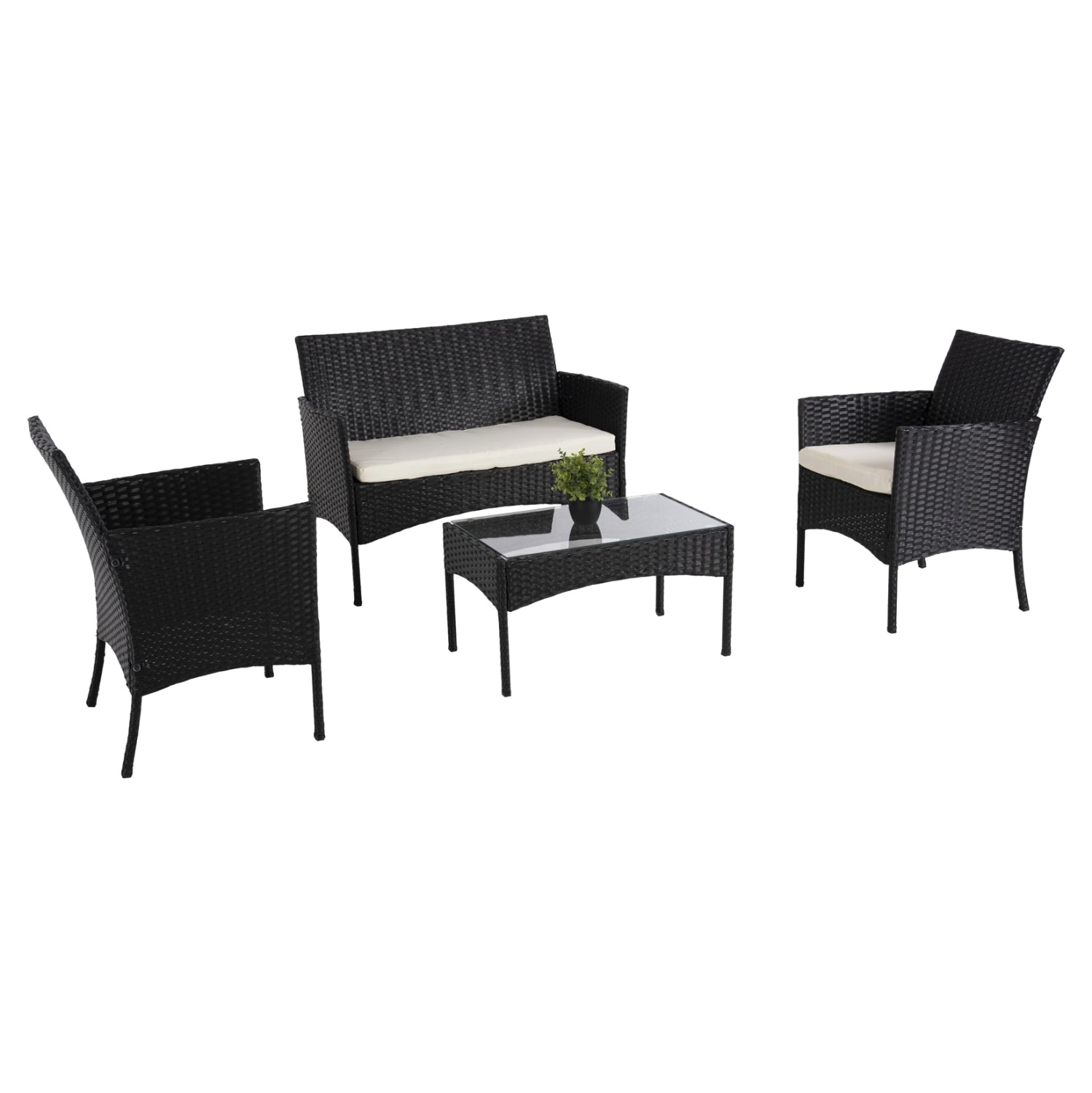 ΣΕΤ ΣΑΛΟΝΙ 4ΤΜΧ STASIA HM6089.04 ΣΥΝΘ.RATTAN ΜΑΥΡΟ-ΜΠΕΖ ΜΑΞΙΛΑΡΙΑ - Pakobazaar