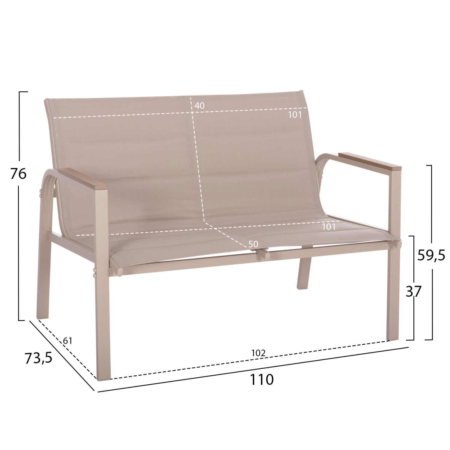 ΣΕΤ ΣΑΛΟΝΙ 4ΤΜΧ JULIETTE HM6280.04 ΚΑΠΟΥΤΣΙΝΟ ΑΛΟΥΜΙΝΙΟ-TEXTILENE--TEMPERED GLASS - Pakobazaar