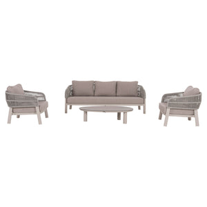 ΣΕΤ ΣΑΛΟΝΙ 4ΤΜΧ MAHAL HM6424.02 ΚΡΕΜ ΑΛΟΥΜΙΝΙΟ--ΜΠΕΖ OLEFIN & ΣΧΟΙΝΙ STRAP - Pakobazaar